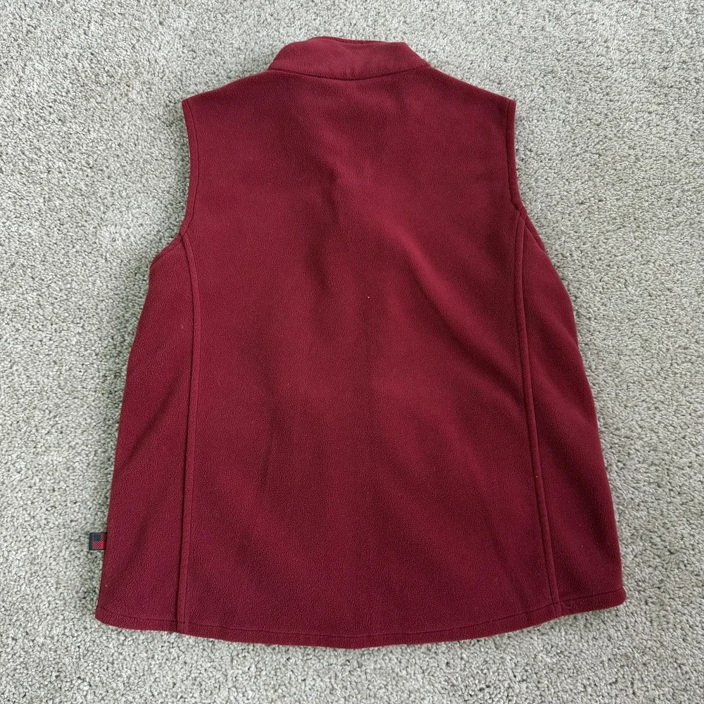 Woolrich Vest Womens Petites M Petite Ruby Red Fleece Full Zip Collared Pockets